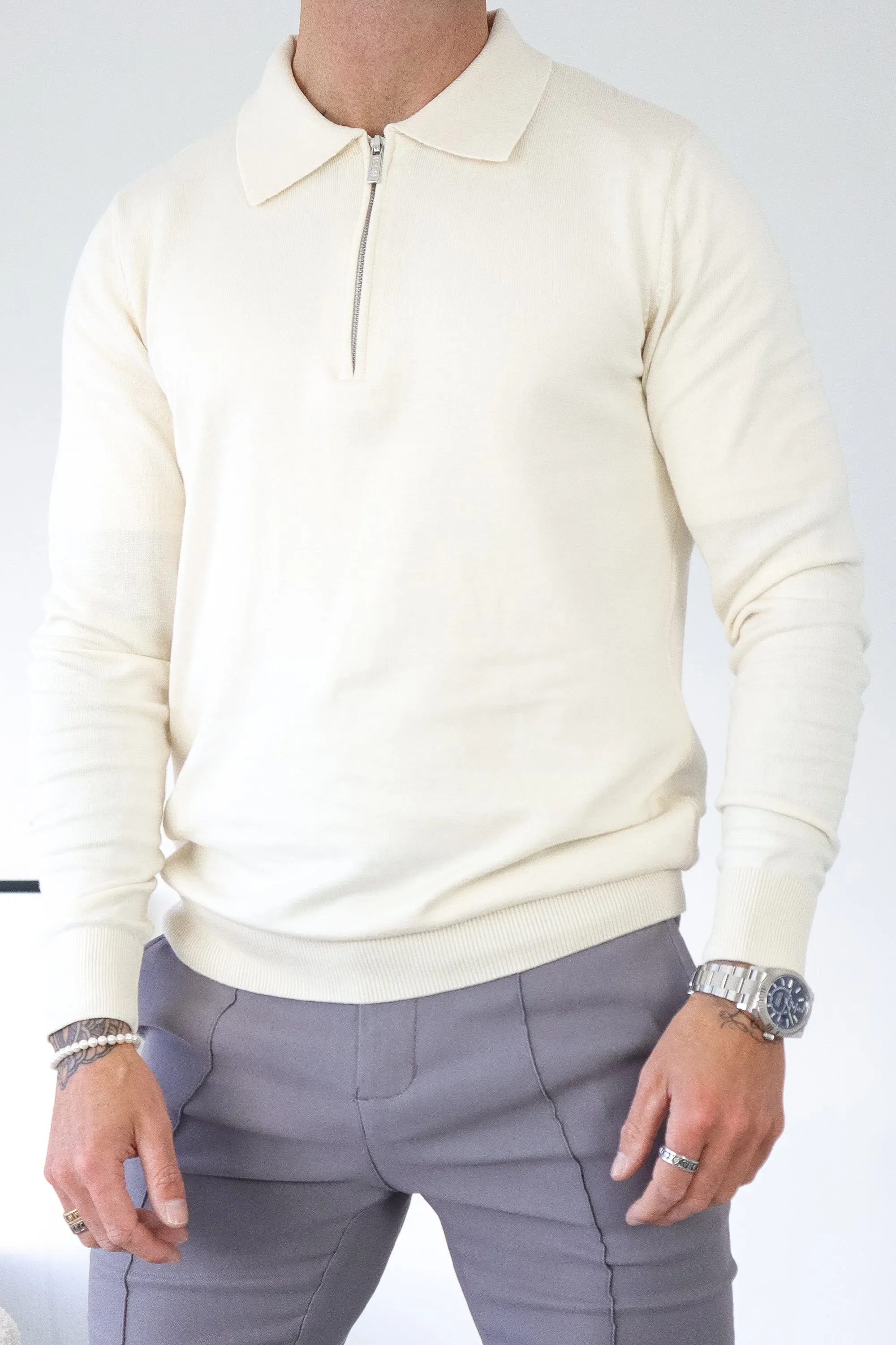 THE VIDA - LONGSLEEVE POLO - BEIGE - Image 8