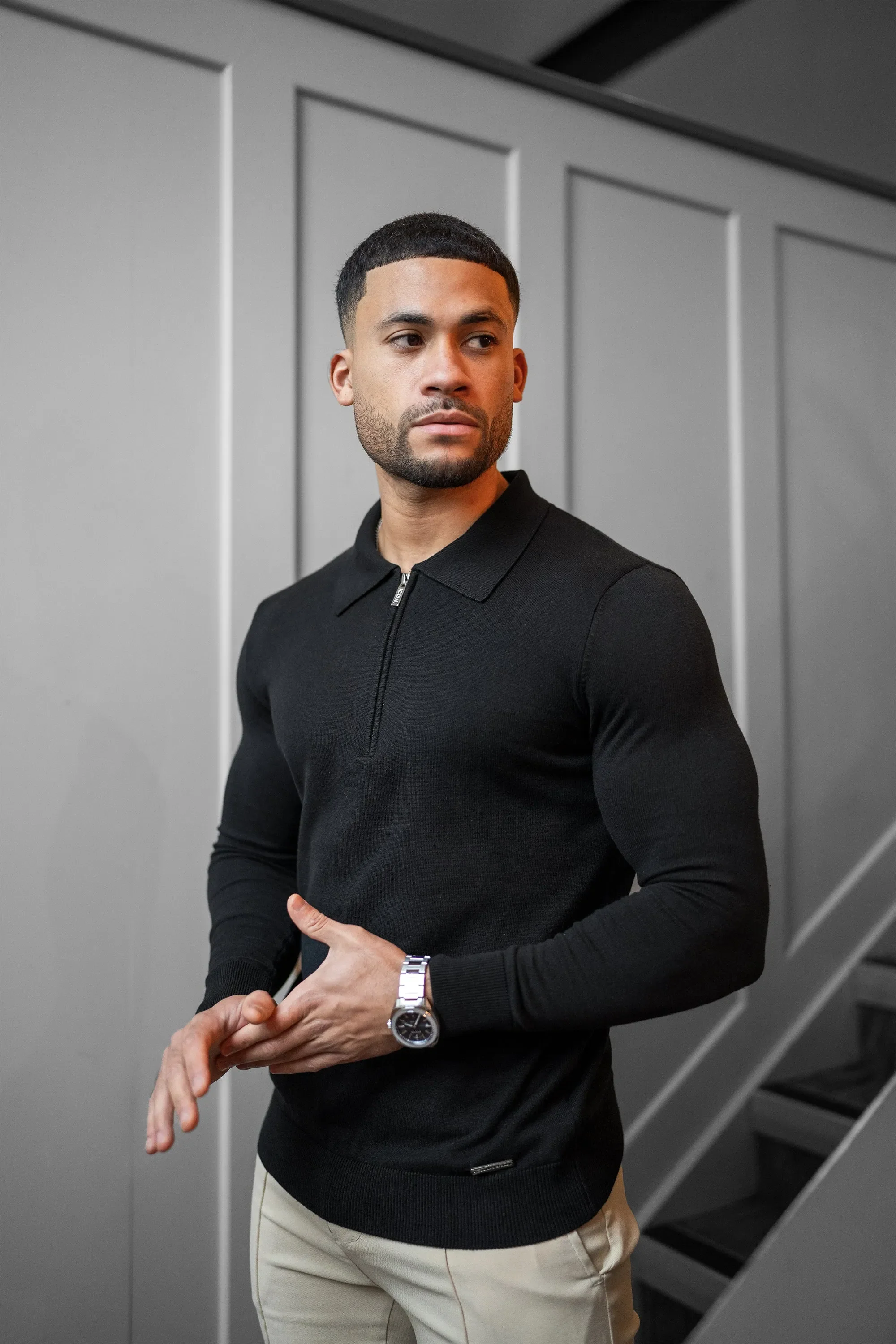 THE VIDA - LONGSLEEVE POLO - BLACK - Image 2