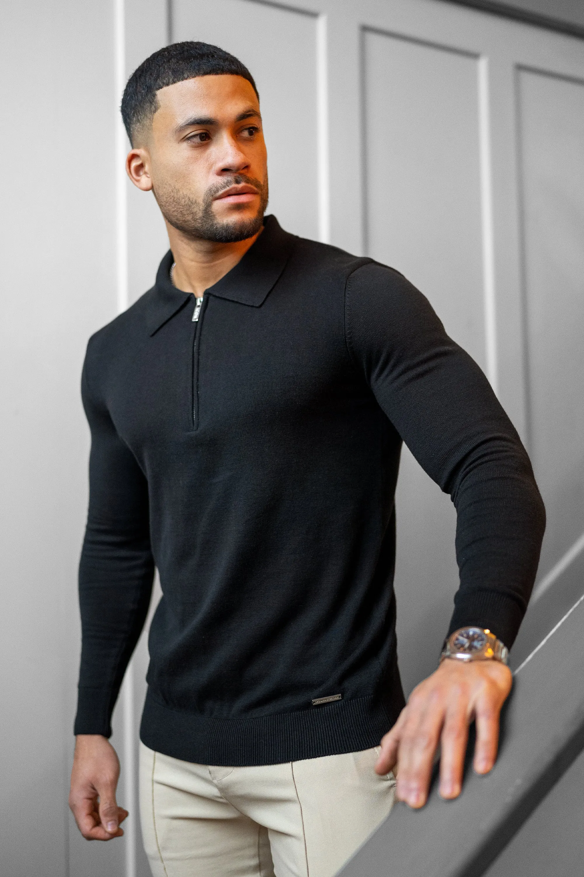 THE VIDA - LONGSLEEVE POLO - BLACK - Image 8