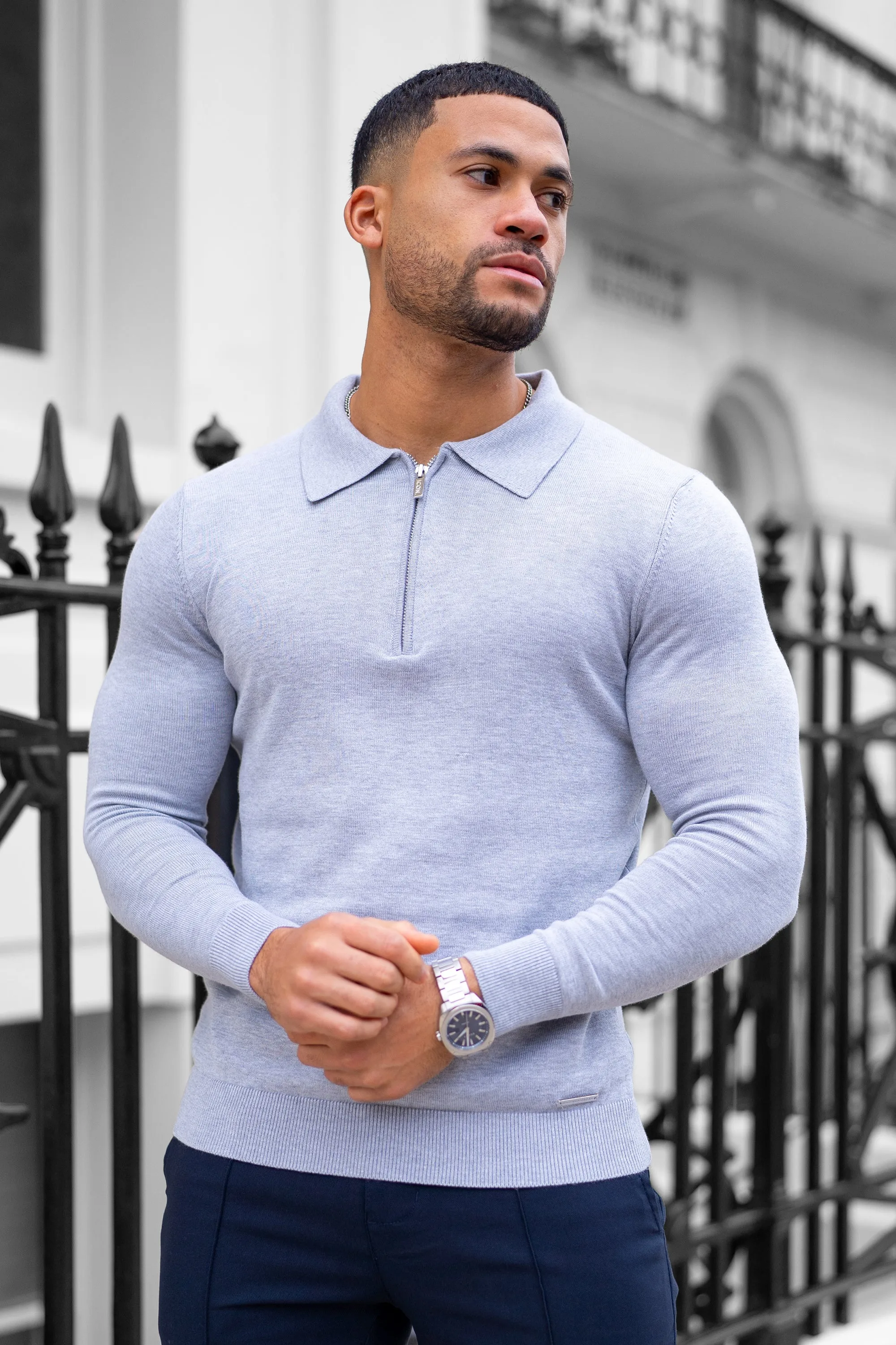 THE VIDA - LONGSLEEVE POLO - GREY - Image 2