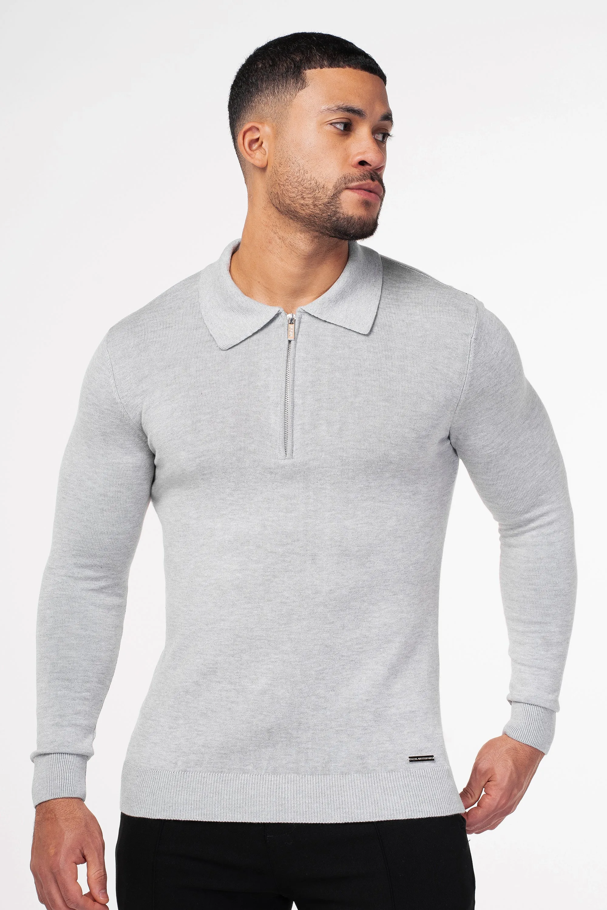 THE VIDA - LONGSLEEVE POLO - GREY - Image 6